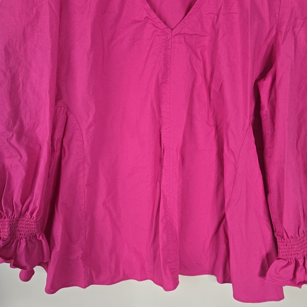 Pomander Place Easton Pink Long Sleeve V Neck Cotton Blouse XL - Picture 3 of 12